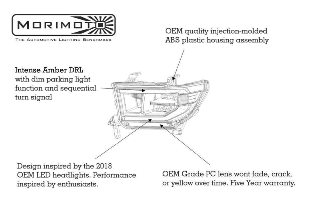Toyota Tundra (07-13), Sequoia (08-17) Xb Led Headlight Amber Drl Morimoto 7 Toyota Tundra (07-13), Sequoia (08-17) XB LED Headlight Amber DRL Morimoto - Image 7