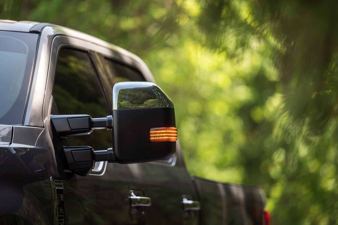Smoked LED Mirror Lights For 2017-22 Ford Super Duty - Switchback Turn Signals, 5-Year Warranty!
