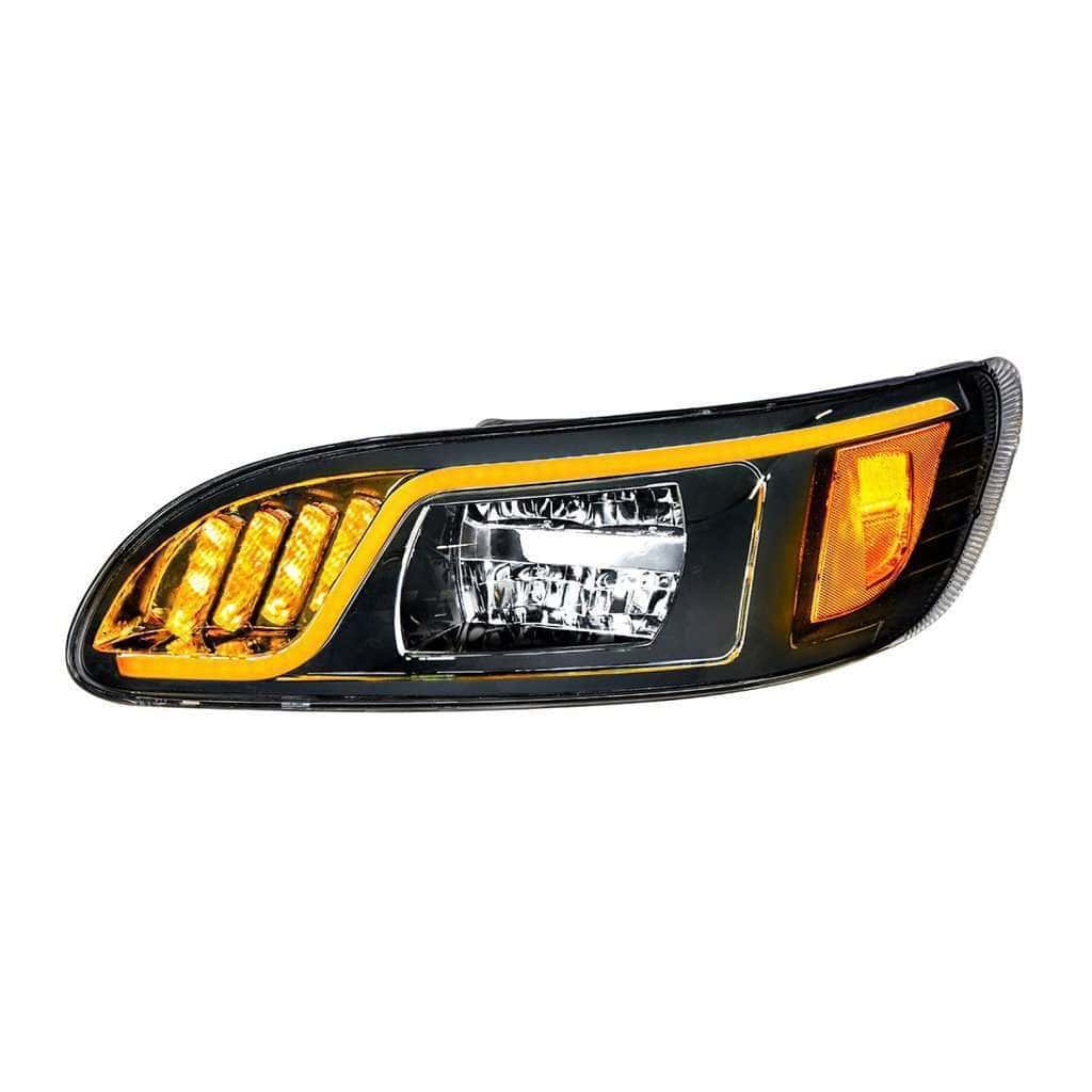 Peterbilt 386 / 387 Black LED Headlights with DRL & Turn Signal