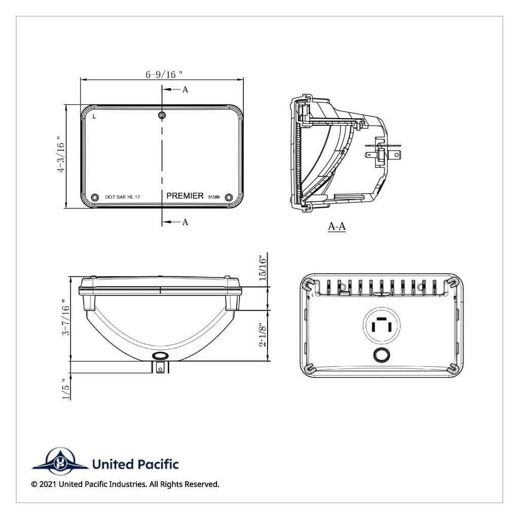 Ultralit 4X6 Led Headlight 6500K High Beam &Amp; Low Beam Options 5 ULTRALIT - High Power LED 4" X 6" Headlight With Polycarbonate Lens & Housing
