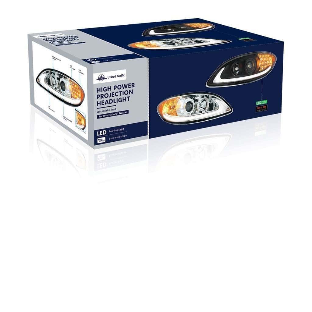 International Prostar Black Projection Headlight W/Led Signal &Amp; Light Bar 7 International ProStar Black Projection Headlight w/LED Signal & Light Bar