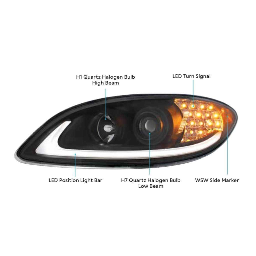 International Prostar Black Projection Headlight W/Led Signal &Amp; Light Bar 8 International ProStar Black Projection Headlight w/LED Signal & Light Bar