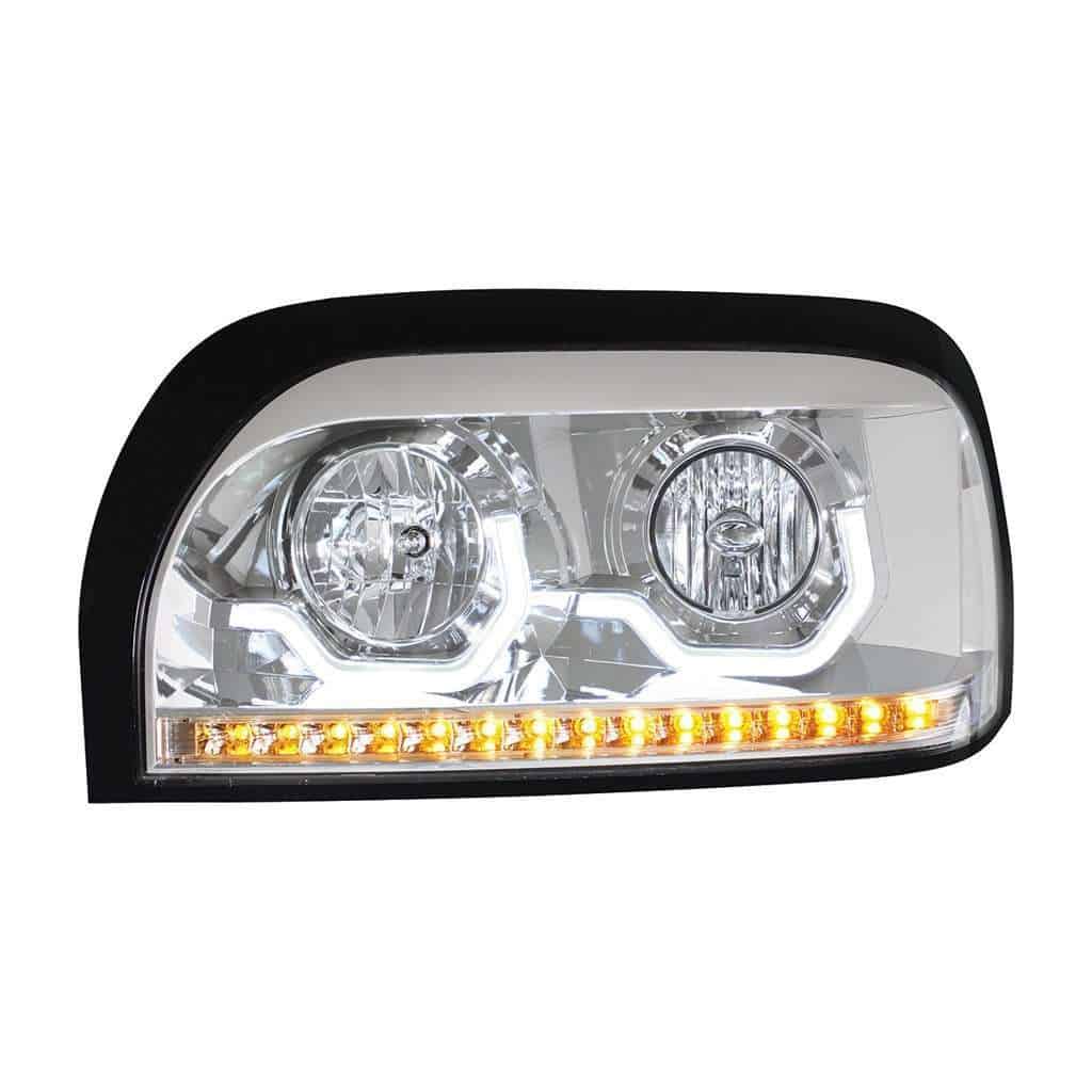 Freightliner Century Chrome Headlight w/LED Turn Signal & Light Bar