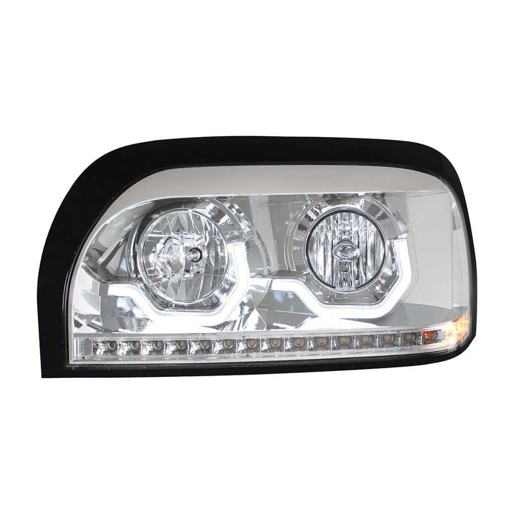 Freightliner Century Chrome Headlight w/LED Turn Signal & Light Bar