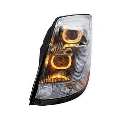 2003–2017 Volvo Vn/Vnl Chrome Projection Headlight W/Amber Led Light Bar 3 2003–2017 Volvo VN/VNL Chrome Projection Headlight w/Amber LED Light Bar
