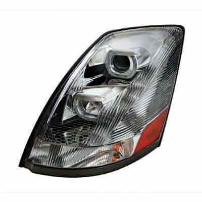2003–2017 Volvo VN/VNL Chrome Projection Headlight w/Amber LED Light Bar