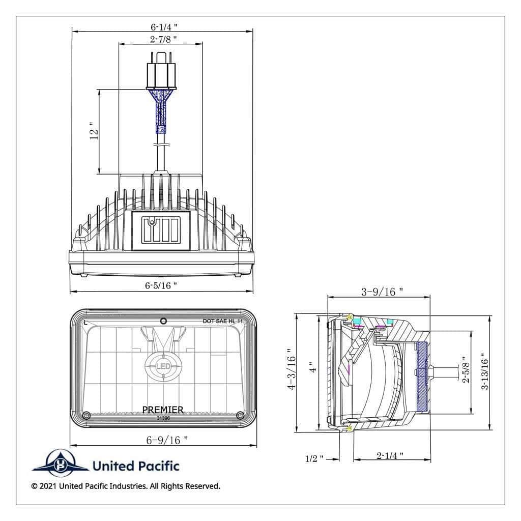 Ultralit 4X6 Led Headlight High Beam &Amp; Low Beam Options 6 ULTRALIT - Single High Power CREE LED 4" X 6" Headlight
