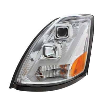 2003–2017 Volvo VN/VNL Chrome Projection Headlight w/LED Position Light Bar