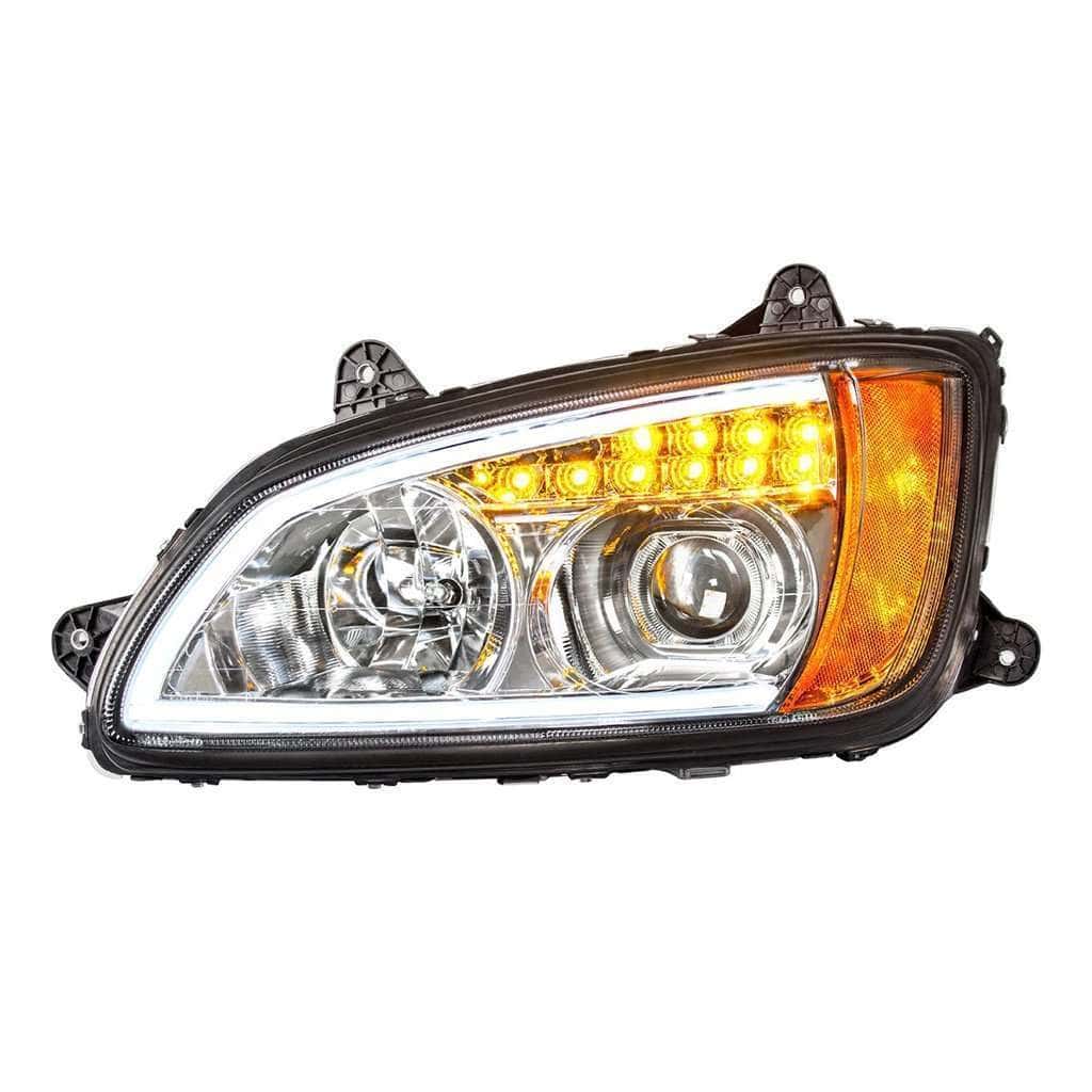 Projection Headlight with LED Turn Signal & Position Light for 2008-2017 Kenworth T660-Chrome