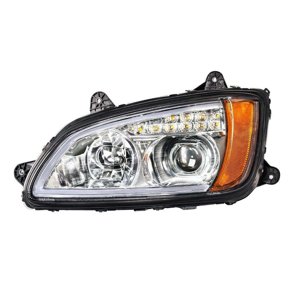 Projection Headlight with LED Turn Signal & Position Light for 2008-2017 Kenworth T660-Chrome