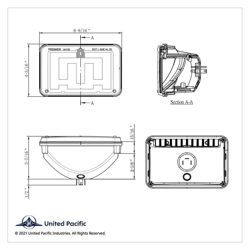 Ultralit Heated 4X6 Led Headlights 6500K 6 ULTRALIT - Heated 4" X 6" LED Headlight With Polycarbonate Lens & Housing
