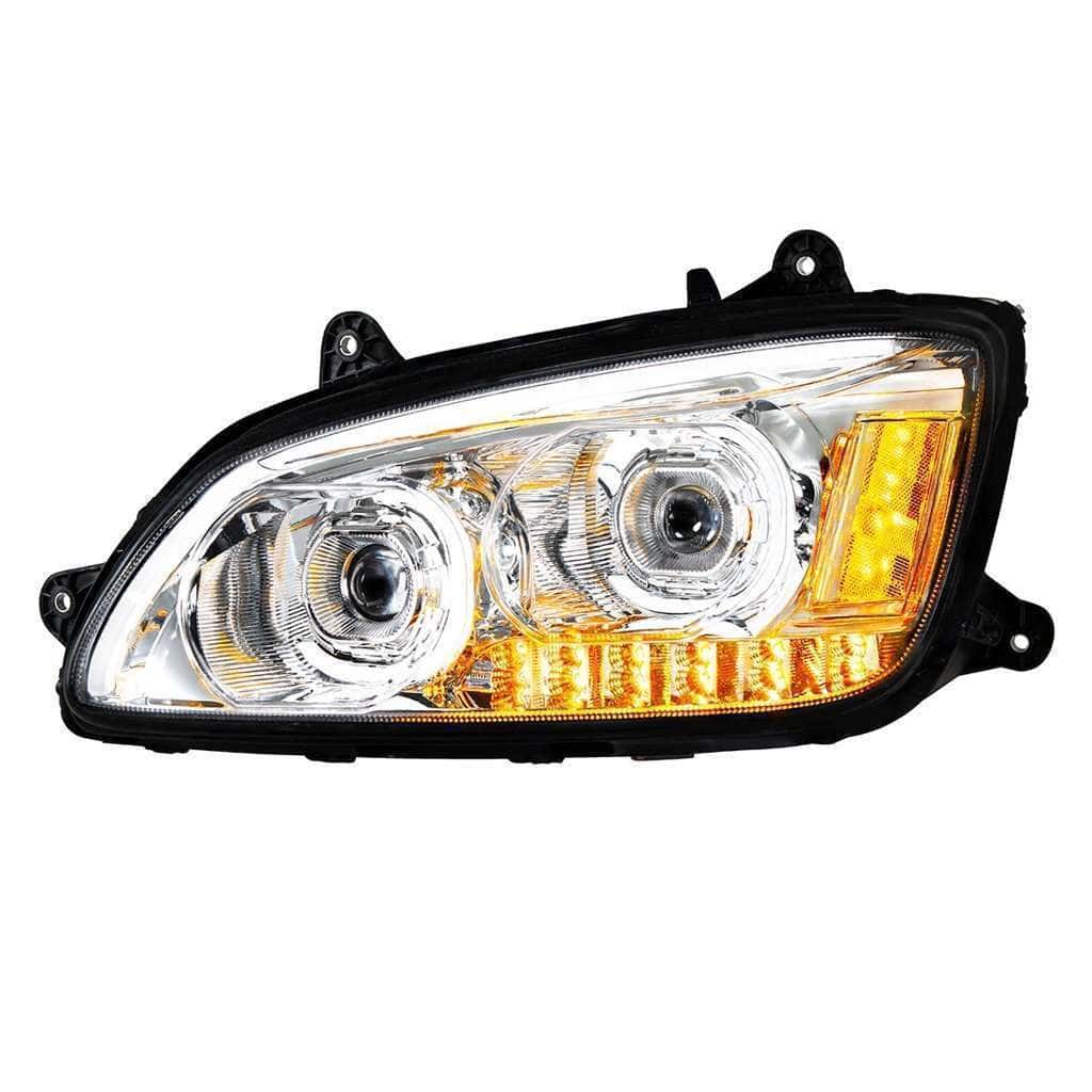 Kenworth T660 Chrome LED Headlights w/ Turn Signal & Light Bar (2008–2017)