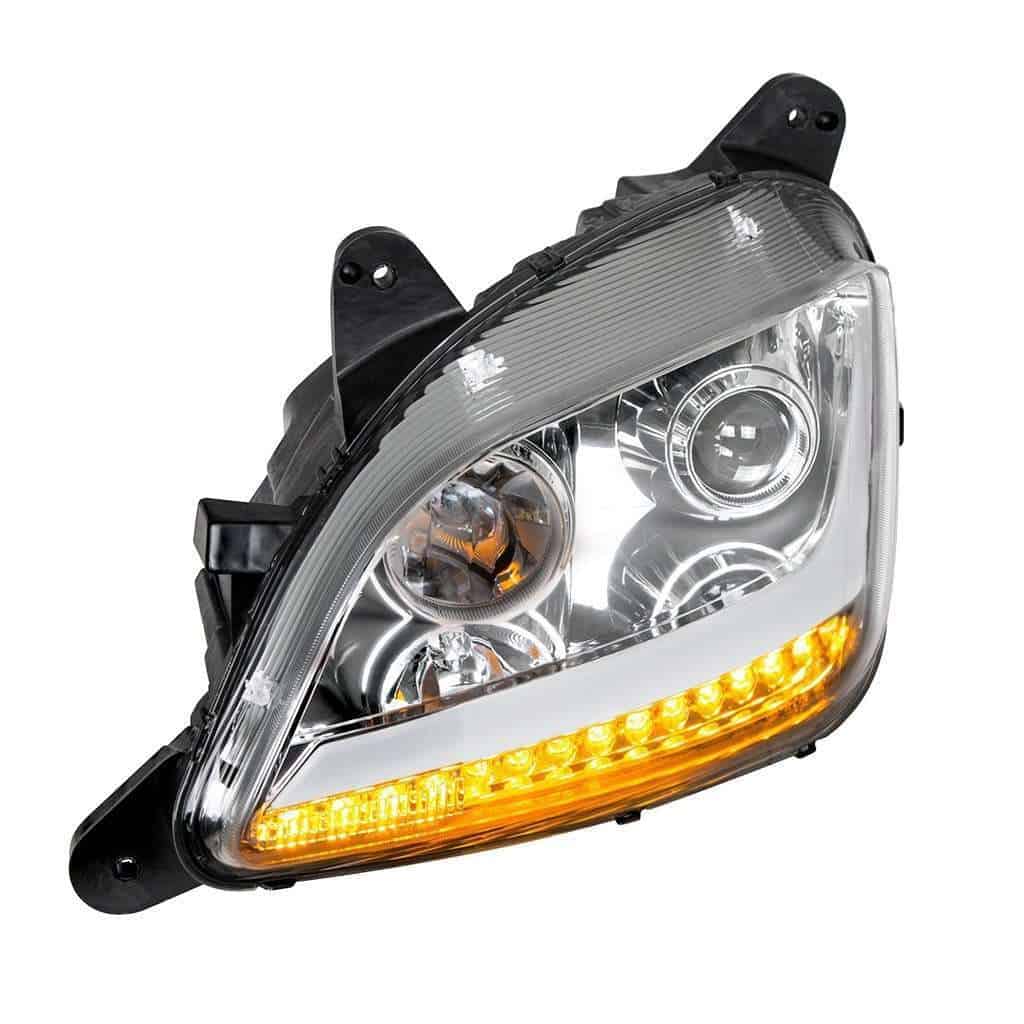Peterbilt 579 Chrome Projection Headlights With Led Position &Amp; Signal 4 Peterbilt 579 Projection Headlight w LED Position Light/Signal (12-21)-Chrome
