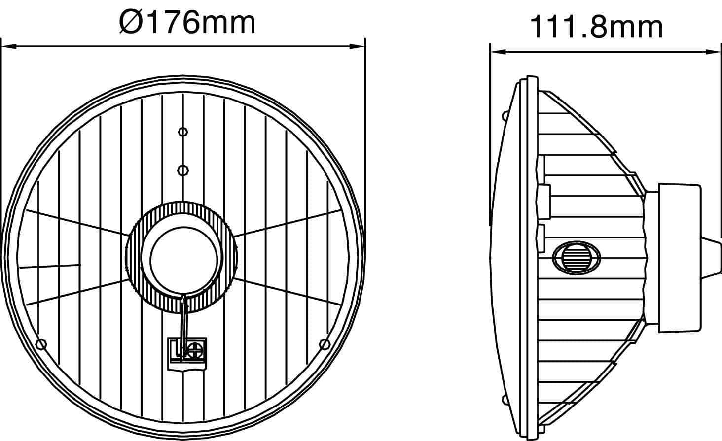 thumbnail image 2 of 7" Round Headlight Halogen Conversion Kit – Lucas +100% Bulbs & Pilot Bulbs Included, Road Legal! 2 of 5