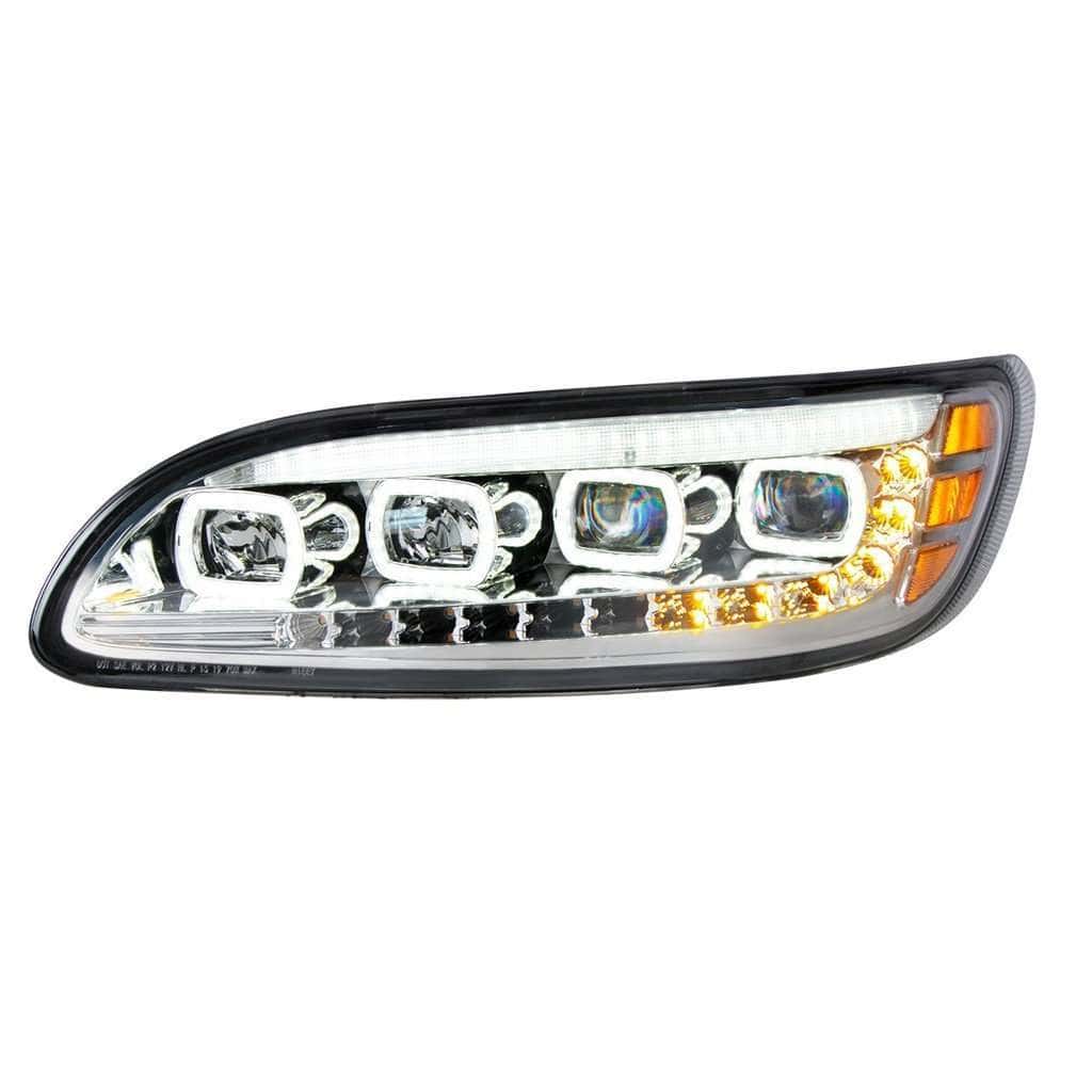 Peterbilt 386 Quad LED Headlights with DRL & Sequential Turn Signal