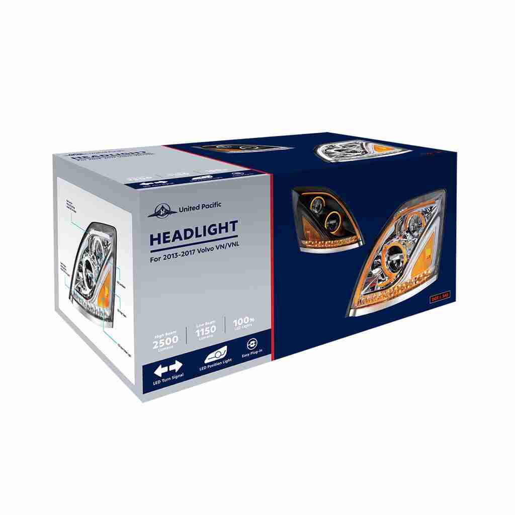 2003–2017 Volvo Vn/Vnl Chrome Led Headlight (Factory Led Replacement) 6 2003–2017 Volvo VN/VNL Chrome LED Headlight (Factory LED Replacement)