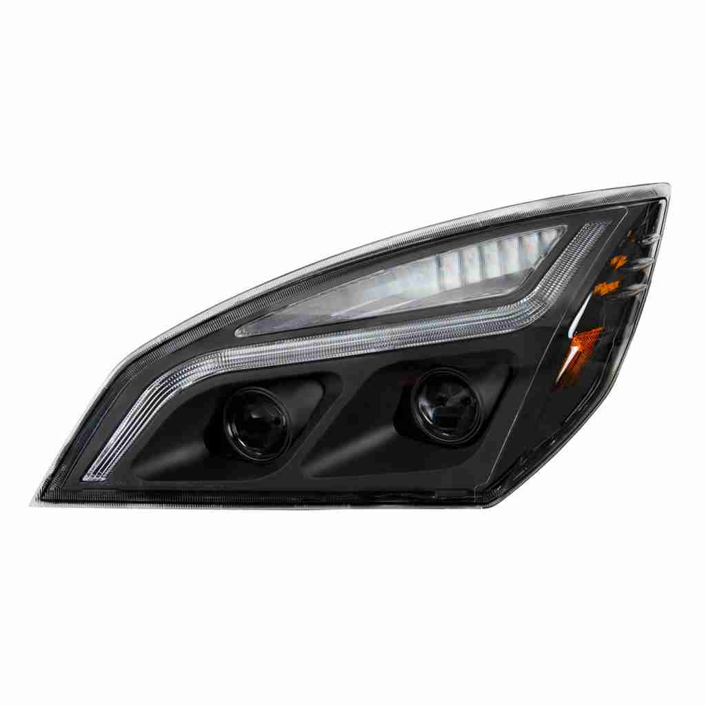 Black Led Projection Headlight With Position Light For 2018-2024 Freightliner Cascadia 4 Black LED Projection Headlight With LED Position Light For 2018-2023 Freightliner Cascadia