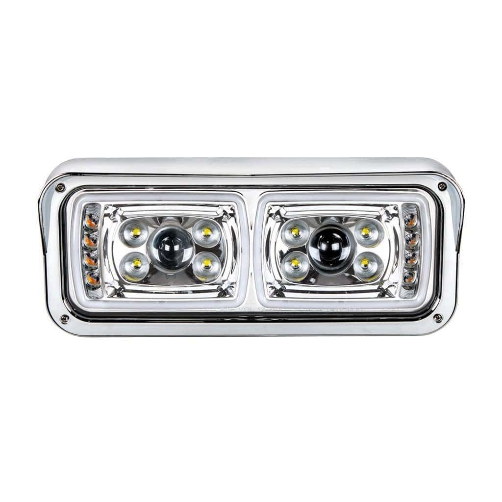 10 High Power LED Projection Headlight With LED Turn Signal & Position Light Bar