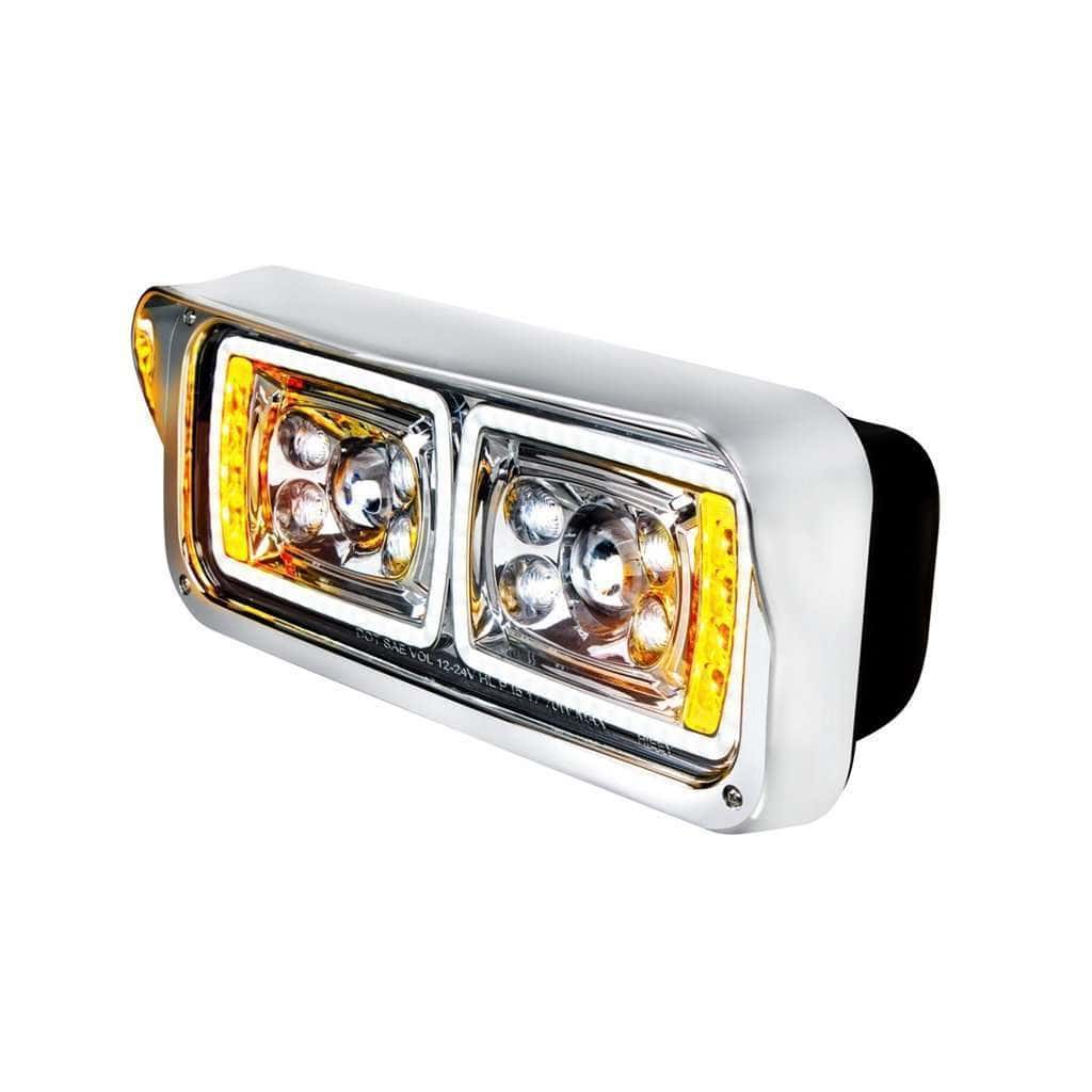 10 High Power Led &Quot;Chrome&Quot; Projection Headlight With Led Turn Signal &Amp; Position Light Bar 4 10 High Power LED Projection Headlight With LED Turn Signal & Position Light Bar