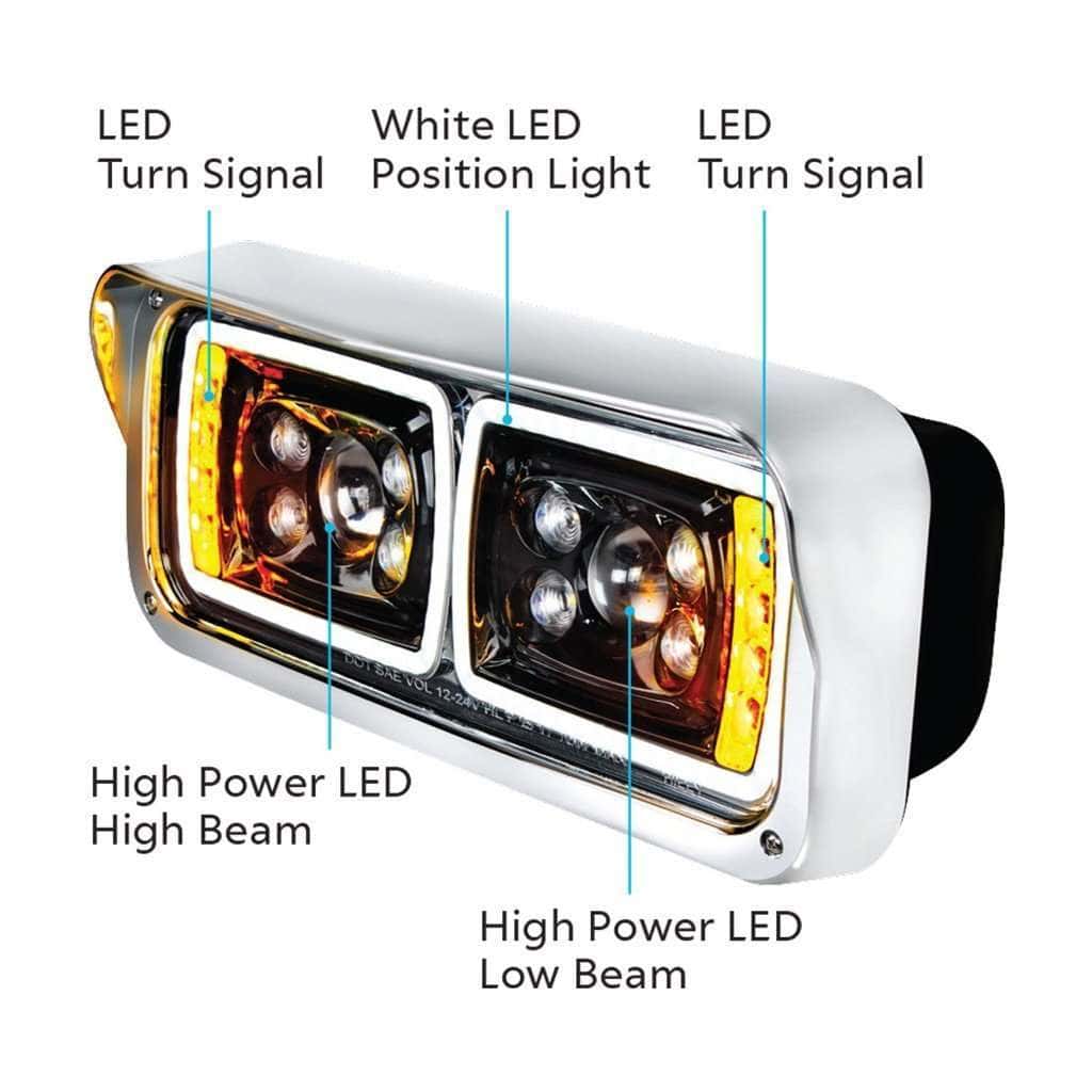 10 High Power Led &Quot;Blackout&Quot; Projection Headlight With Led Turn Signal &Amp; Position Light Bar 6 10 High Power LED "Blackout" Projection Headlight With LED Turn Signal & Position Light Bar