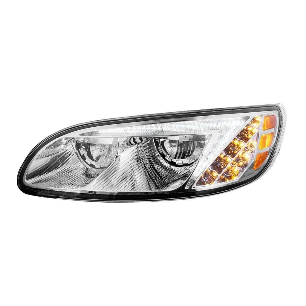 Peterbilt 386 / 387 Chrome LED Headlights with DRL Light Bar