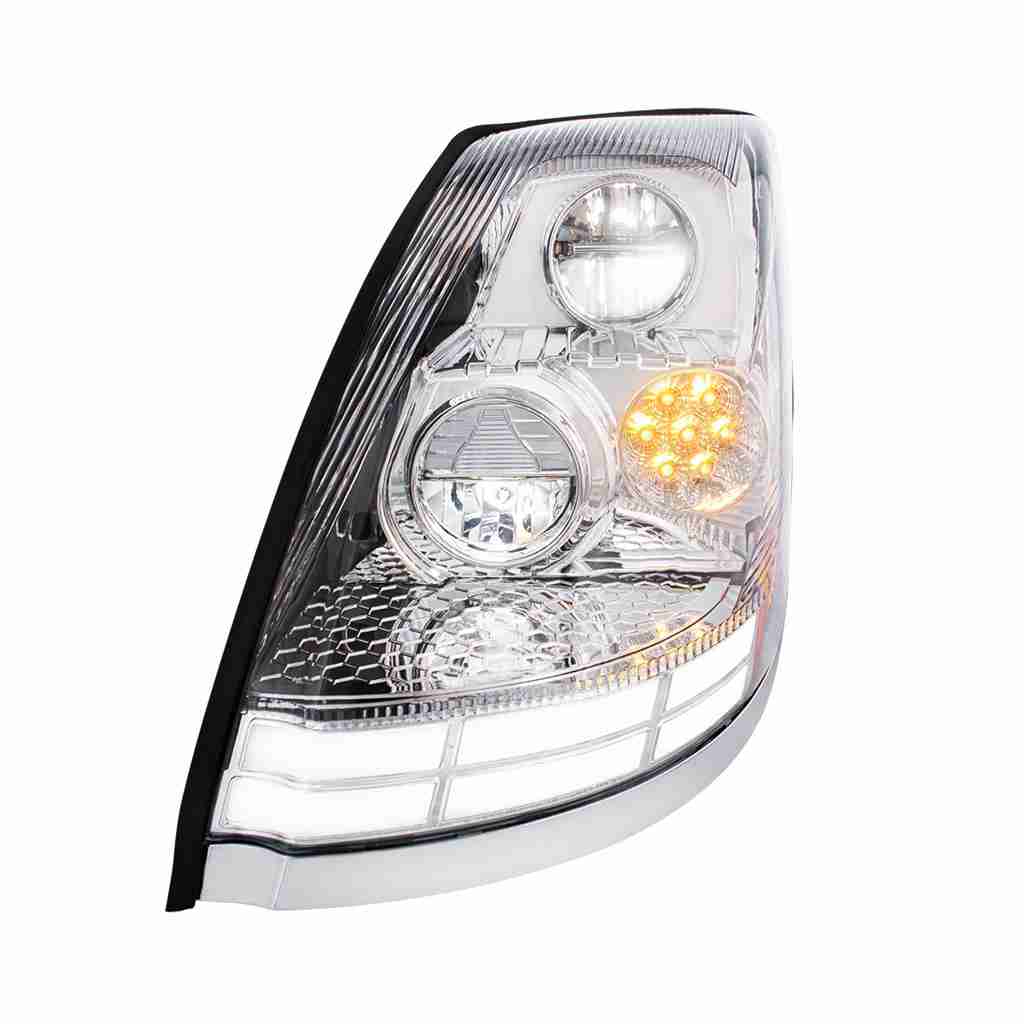 2003–2017 Volvo Vn/Vnl Chrome Led Headlight W/Dual-Color Light Bars 4 2003–2017 Volvo VN/VNL Chrome LED Headlight w/Dual-Color Light Bars