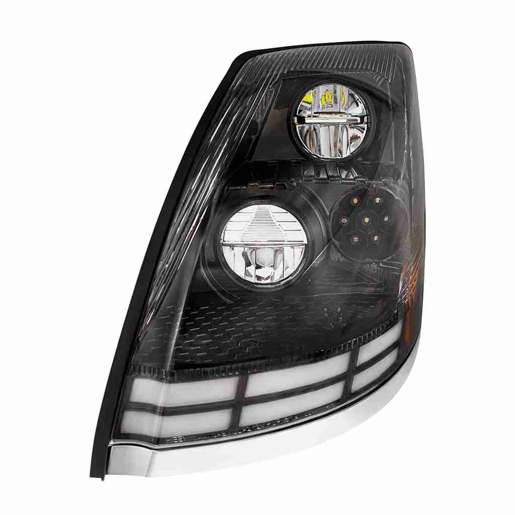 2003–2017 Volvo Vn/Vnl Black Led Headlight W/Dual-Color Light Bars 3 2003–2017 Volvo VN/VNL Black LED Headlight w/Dual-Color Light Bars