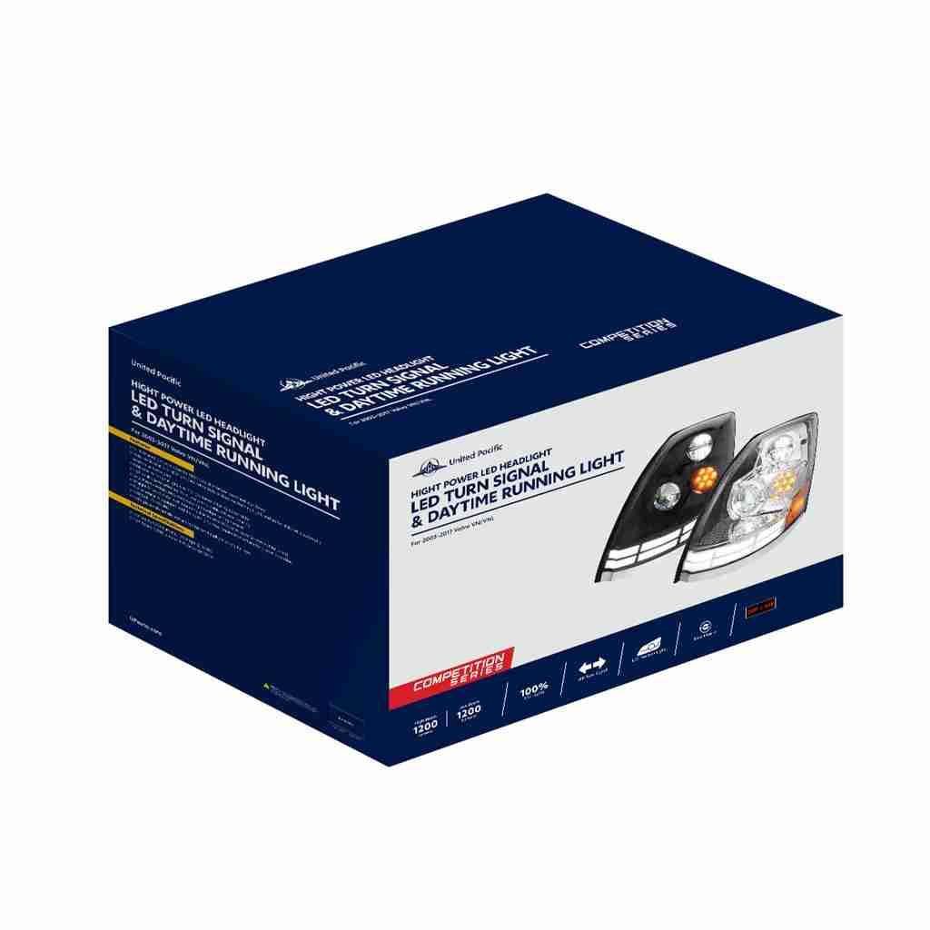 2003–2017 Volvo Vn/Vnl Black Led Headlight W/Dual-Color Light Bars 8 2003–2017 Volvo VN/VNL Black LED Headlight w/Dual-Color Light Bars