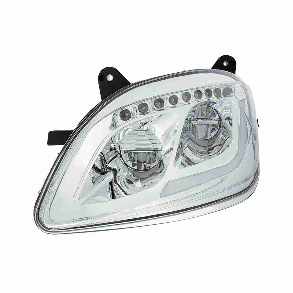 Peterbilt 579 Led Headlights With Sequential Turn Signal – Chrome Housing 4 LED Headlight With Sequential LED Turn Signal For Peterbilt 579 (2012-2021) & 587 (2010-2016)