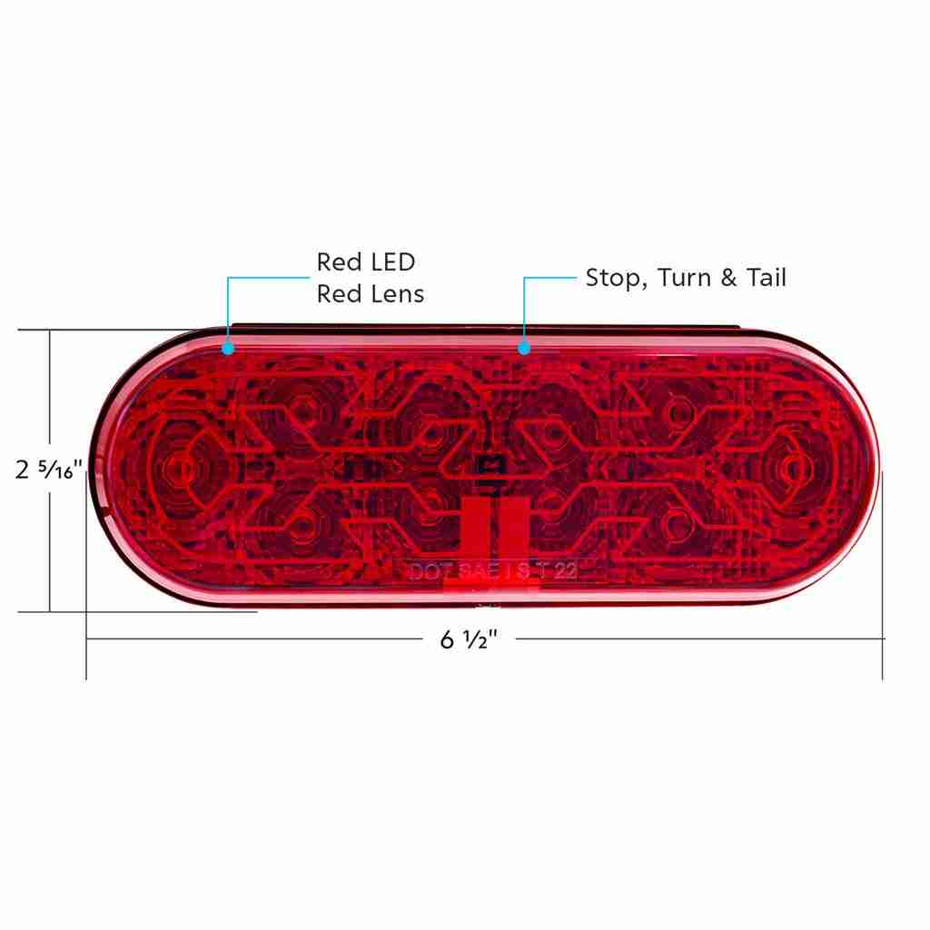 10 Led 6&Quot; Oval Light (Stop, Turn &Amp; Tail) With Heated Lens - Red Led/Red Lens 6 10 LED 6" Oval Light (Stop, Turn & Tail) With Heated Lens - Red LED/Red Lens