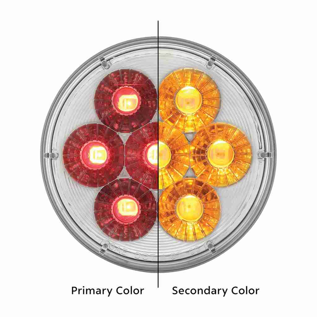 14 LED 4" Round Double Fury (Stop, Turn & Tail) - Red & Amber LED/ Clear Lens