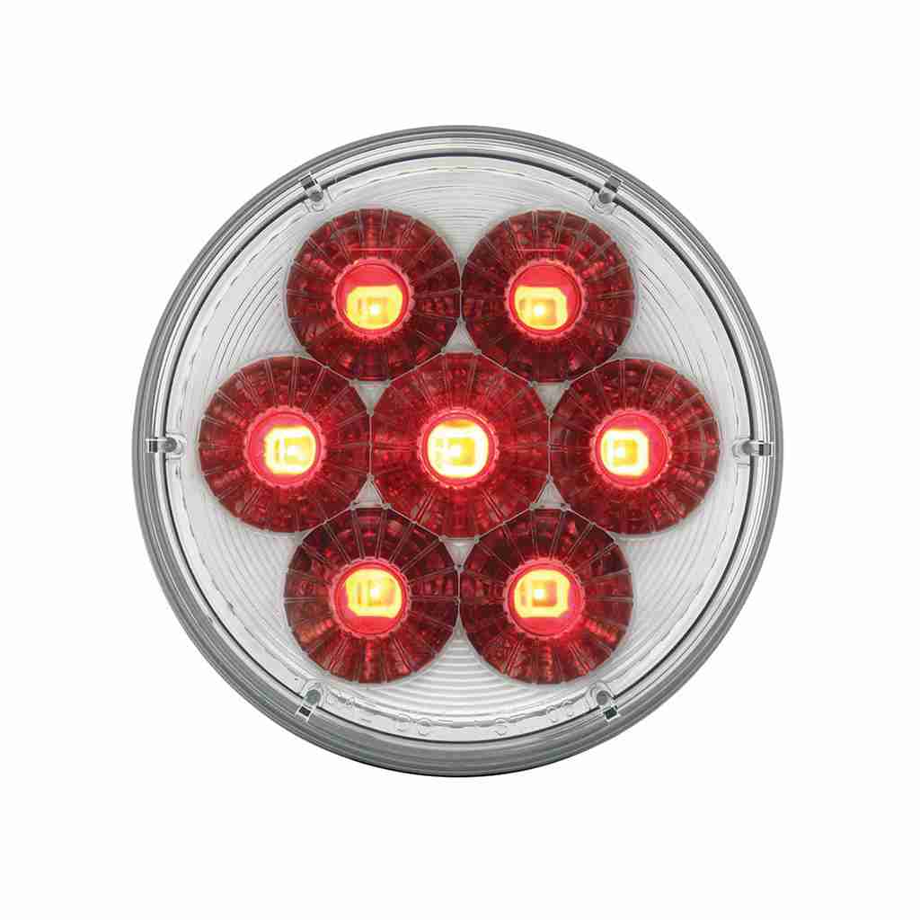 14 Led 4&Quot; Round Double Fury (Stop, Turn &Amp; Tail) - Red &Amp; White Led/Clear Lens 3 14 LED 4" Round Double Fury (Stop, Turn & Tail) - Red & White LED/Clear Lens