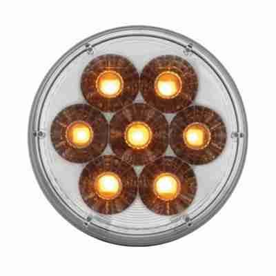 14 Led 4&Quot; Round Double Fury (Turn Signal) - Amber &Amp; Blue Led/Clear Lens 5 14 LED 4 Round Double Fury (Turn Signal) - Amber & Blue LEDClear Lens