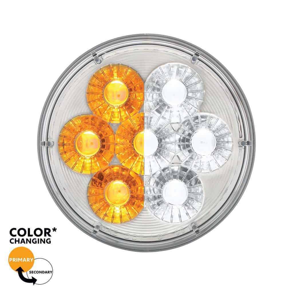 14 LED 4" Round Double Fury (Turn Signal) - Amber & White LED/Clear Lens