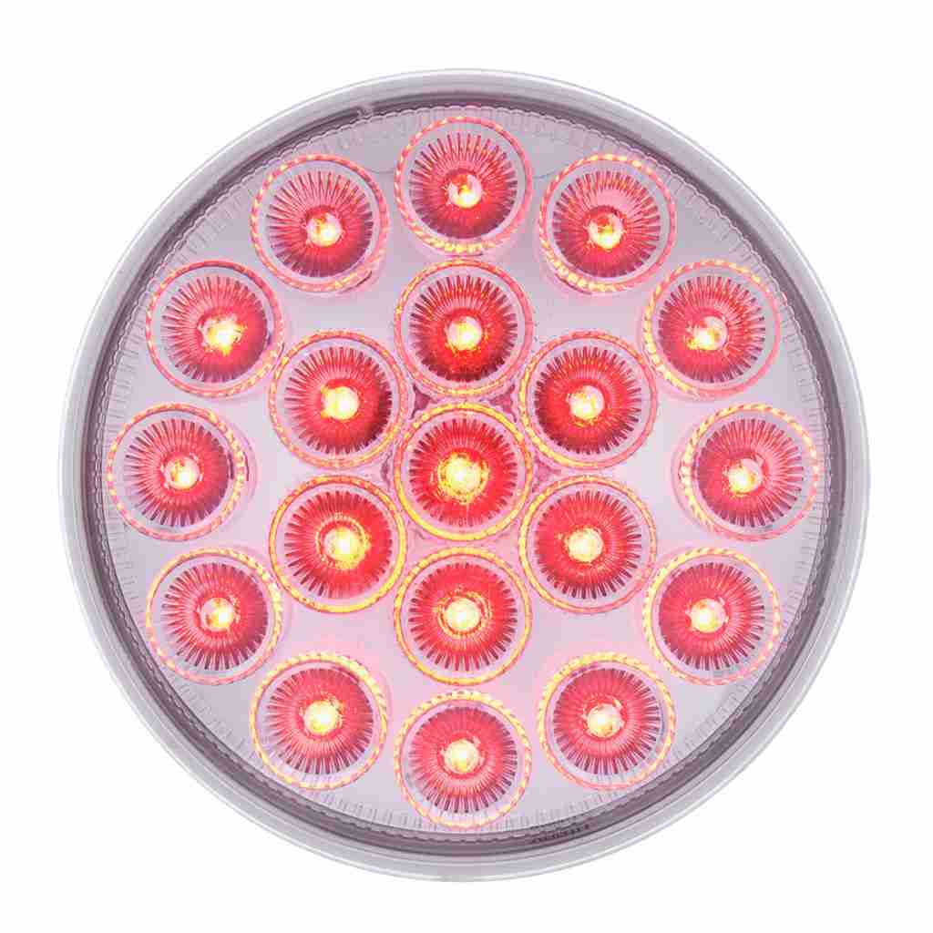 19 Led 4&Quot; Round Double Fury (Stop, Turn, Tail) With Warning Light - Red &Amp; Amber Led/Clear Lens 5 19 LED 4" Round Double Fury (Stop, Turn, Tail) With Warning Light - Red & Amber LED/Clear Lens