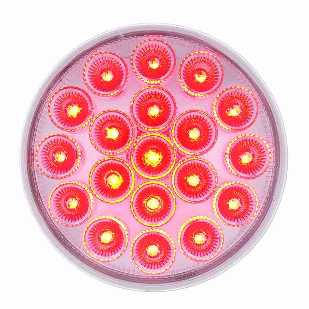 19 Led 4&Quot; Round Double Fury (Stop, Turn, Tail) With Warning Light - Red &Amp; Amber Led/Clear Lens 6 19 LED 4" Round Double Fury (Stop, Turn, Tail) With Warning Light - Red & Amber LED/Clear Lens