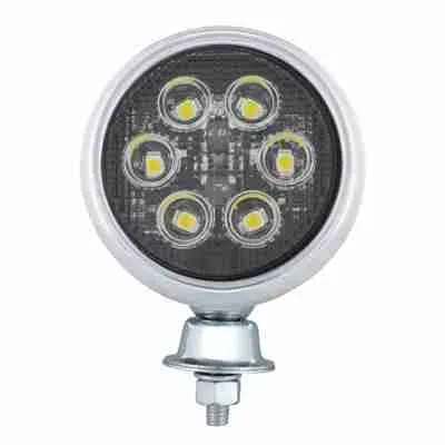 6 High Power LED Round Work Light With Teardrop Style Chrome Housing
