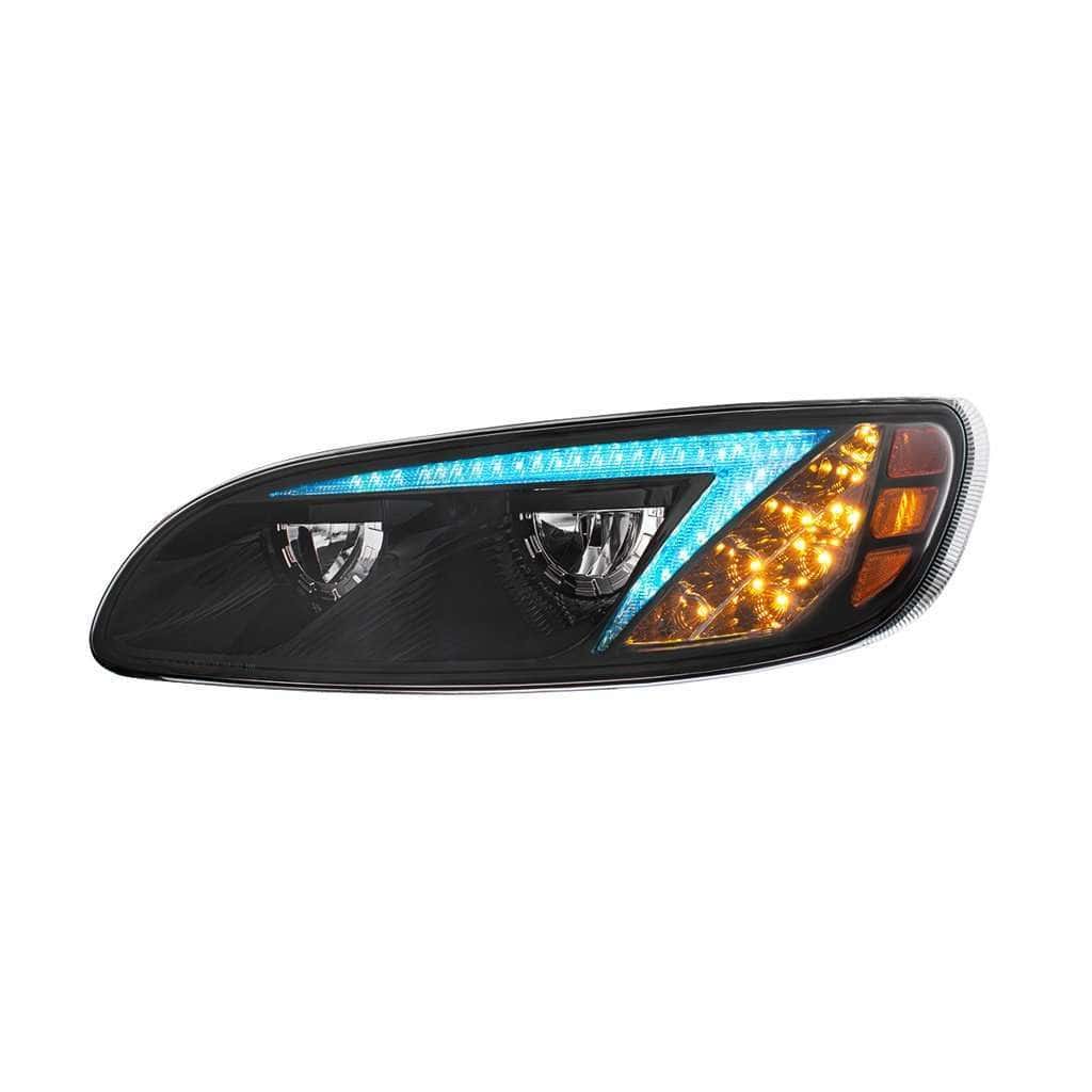 Peterbilt 386 / 387 Black Rgb Led Headlights With Color-Changing Light Bar 10 Peterbilt 386 LED RGB Headlights 2005 - 2015