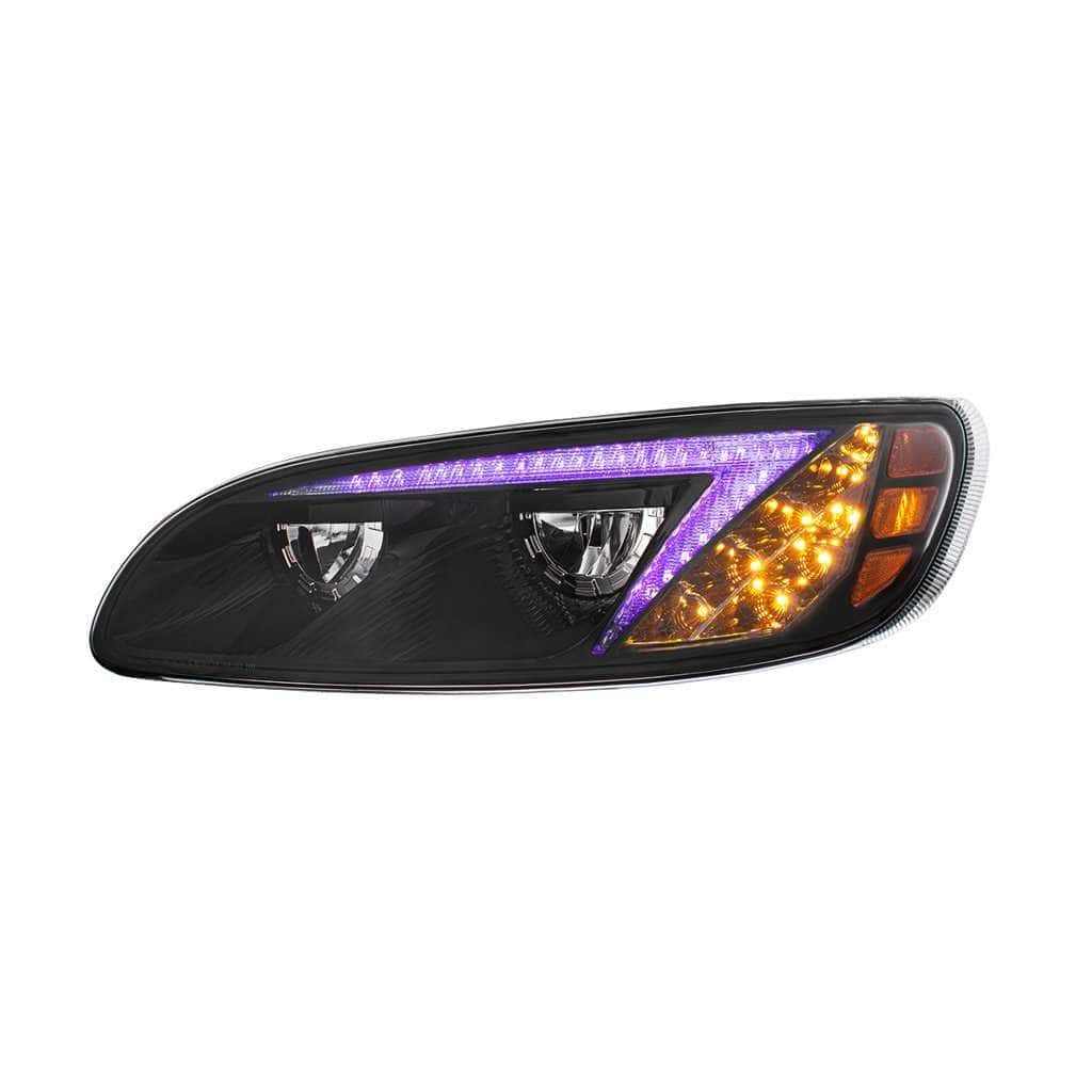 Peterbilt 386 / 387 Black Rgb Led Headlights With Color-Changing Light Bar 7 Peterbilt 386 LED RGB Headlights 2005 - 2015