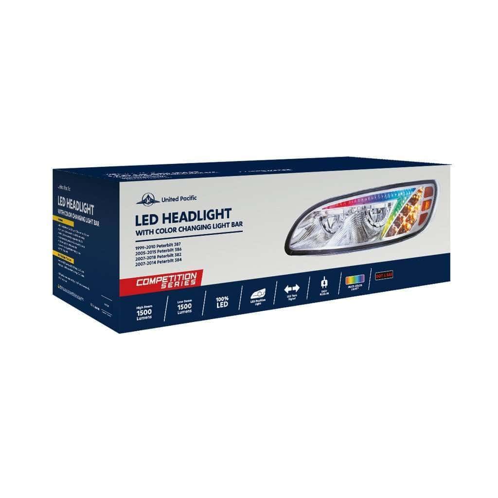 Peterbilt 386 / 387 Black Rgb Led Headlights With Color-Changing Light Bar 15 Peterbilt 386 LED RGB Headlights 2005 - 2015