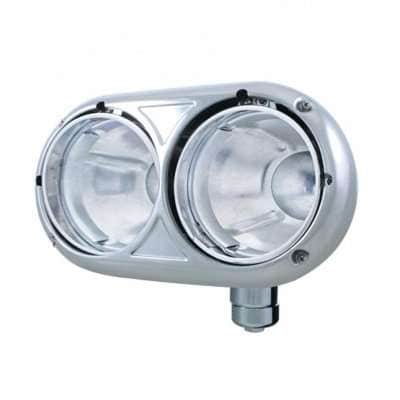 304 Stainless Dual Headlight Housing w Inner Lamp Bucket Peterbilt 359