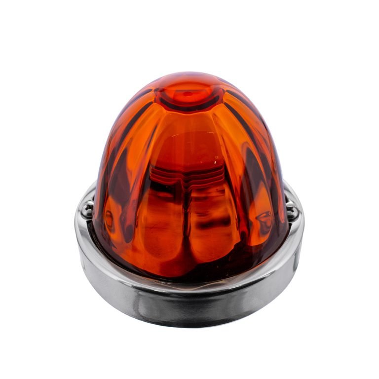 thumbnail image 2 of Dark Amber Watermelon Glass Marker Light Lens – DOT Certified, Chrome Housing, 12V, 1000 Lumens 2 of 11