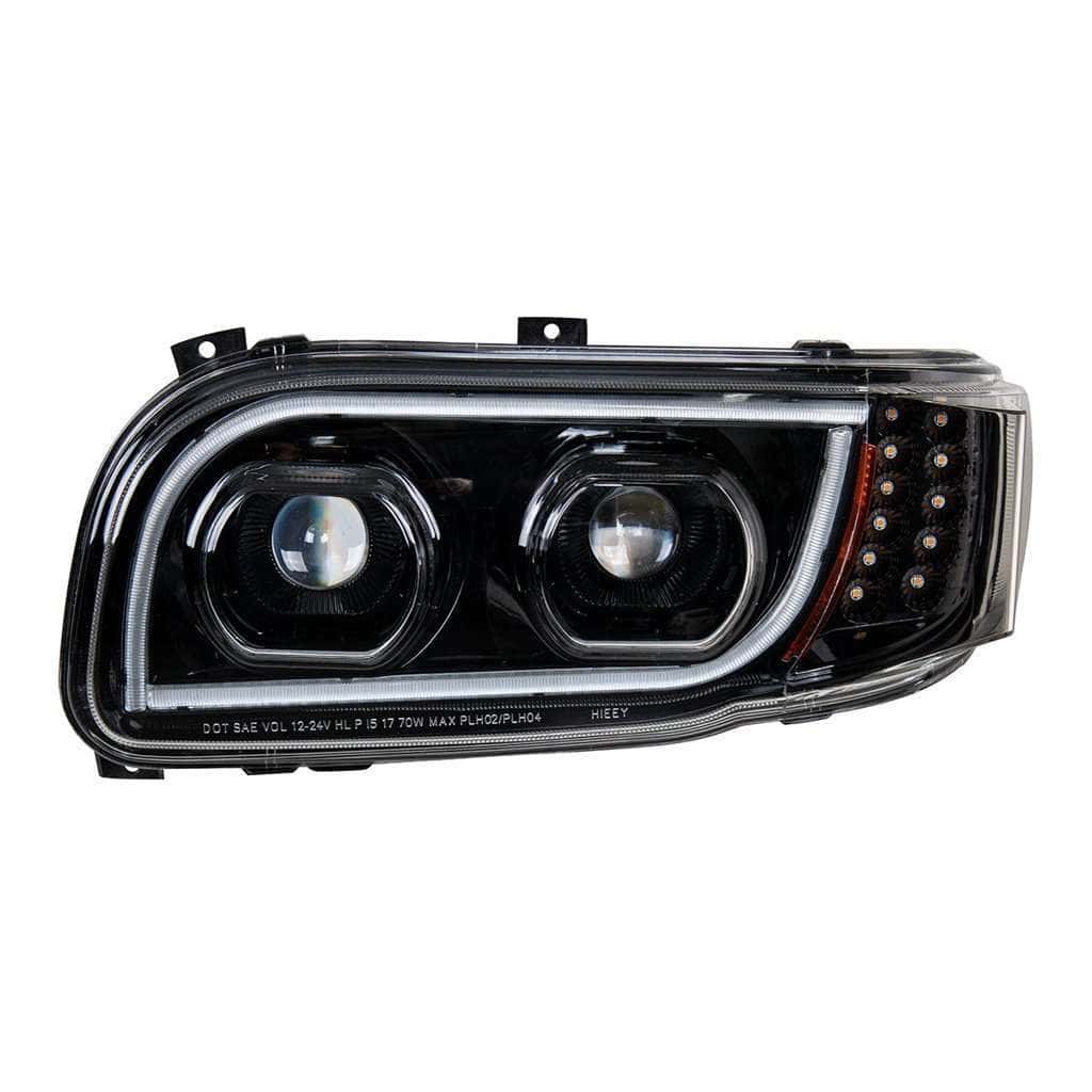 Peterbilt 389 Blackout Led Headlights With Dual-Color Light Bar &Amp; Turn Signal 6 Peterbilt 389 High Power LED Black Headlight Assembly 2008-2024