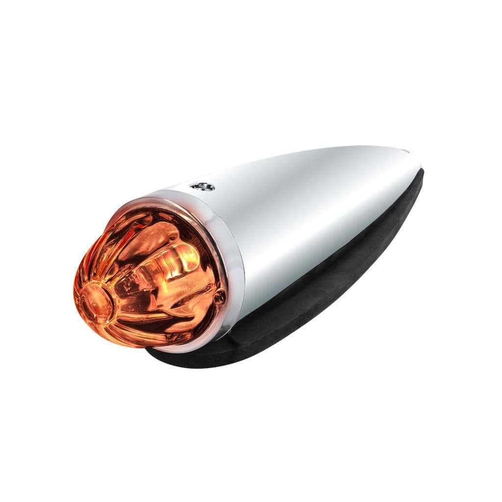 Chrome Die Cast Torpedo Cab Light with Watermelon Glass Lens & 1156 Bulb – Dark Amber