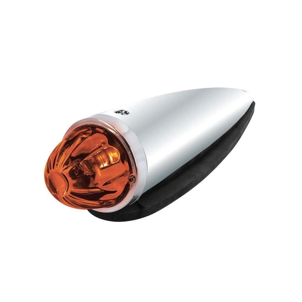 Chrome Die Cast Torpedo Cab Light with Watermelon Glass Lens & 1156 Bulb – Dark Amber