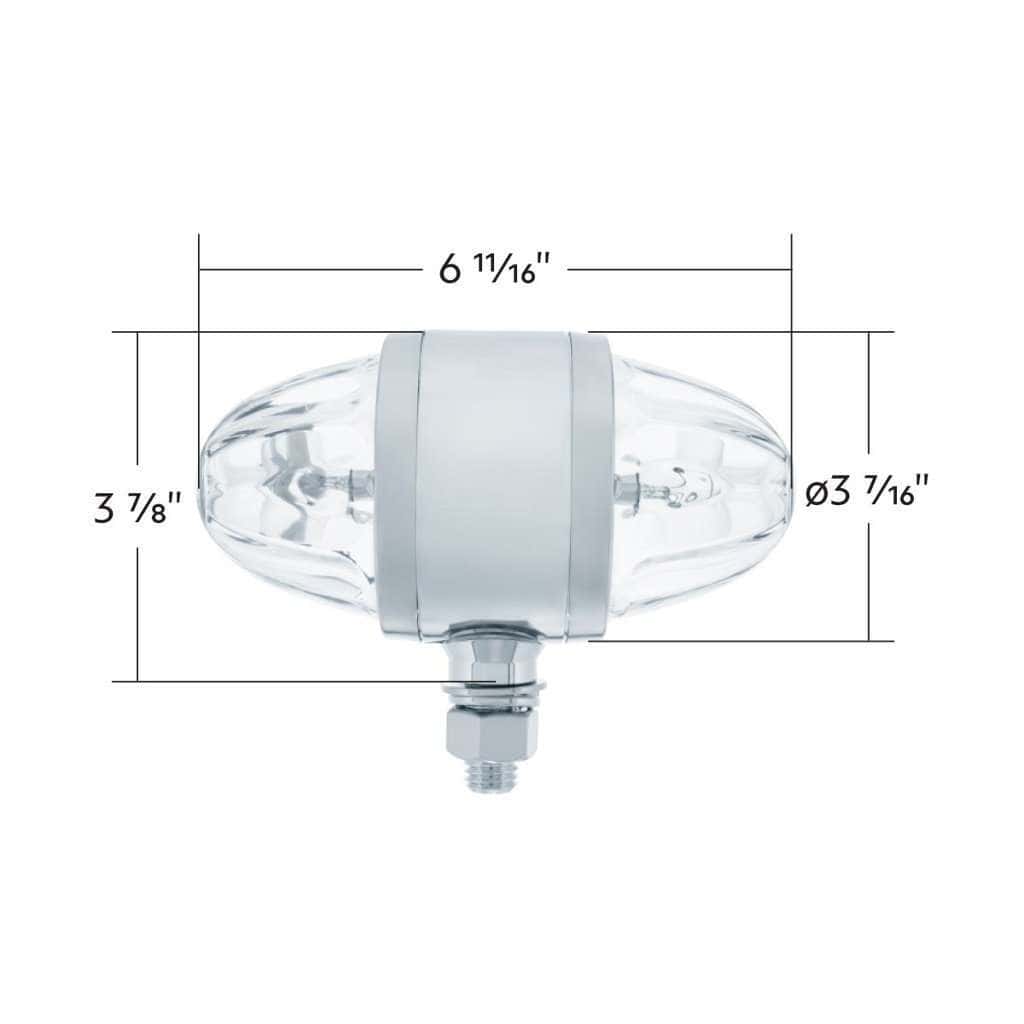 Chrome Double Face Housing With 2 Watermelon Glass Lenses–Clear 7 Chrome Double Face Housing with 2 Watermelon Glass Lenses–Clear