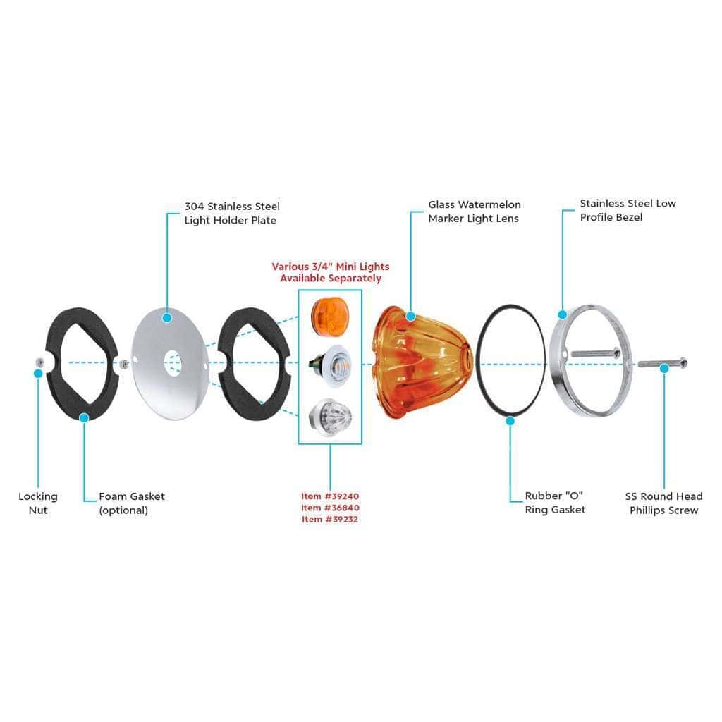 Glass Watermelon Light Kit for 3/4" Mini Light – Amber Lens