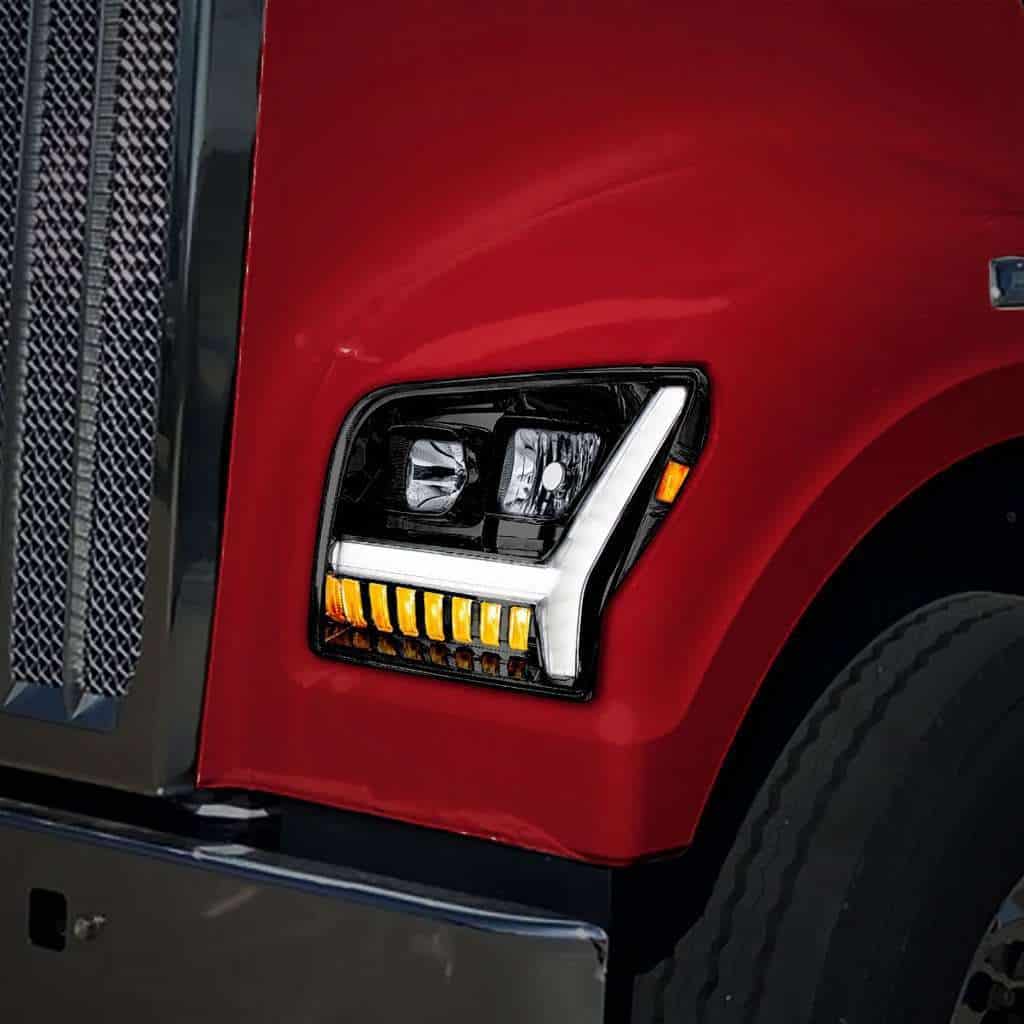 Kenworth W990 Halogen Headlights - Black 6 Kenworth W990 Halogen Headlights - Black