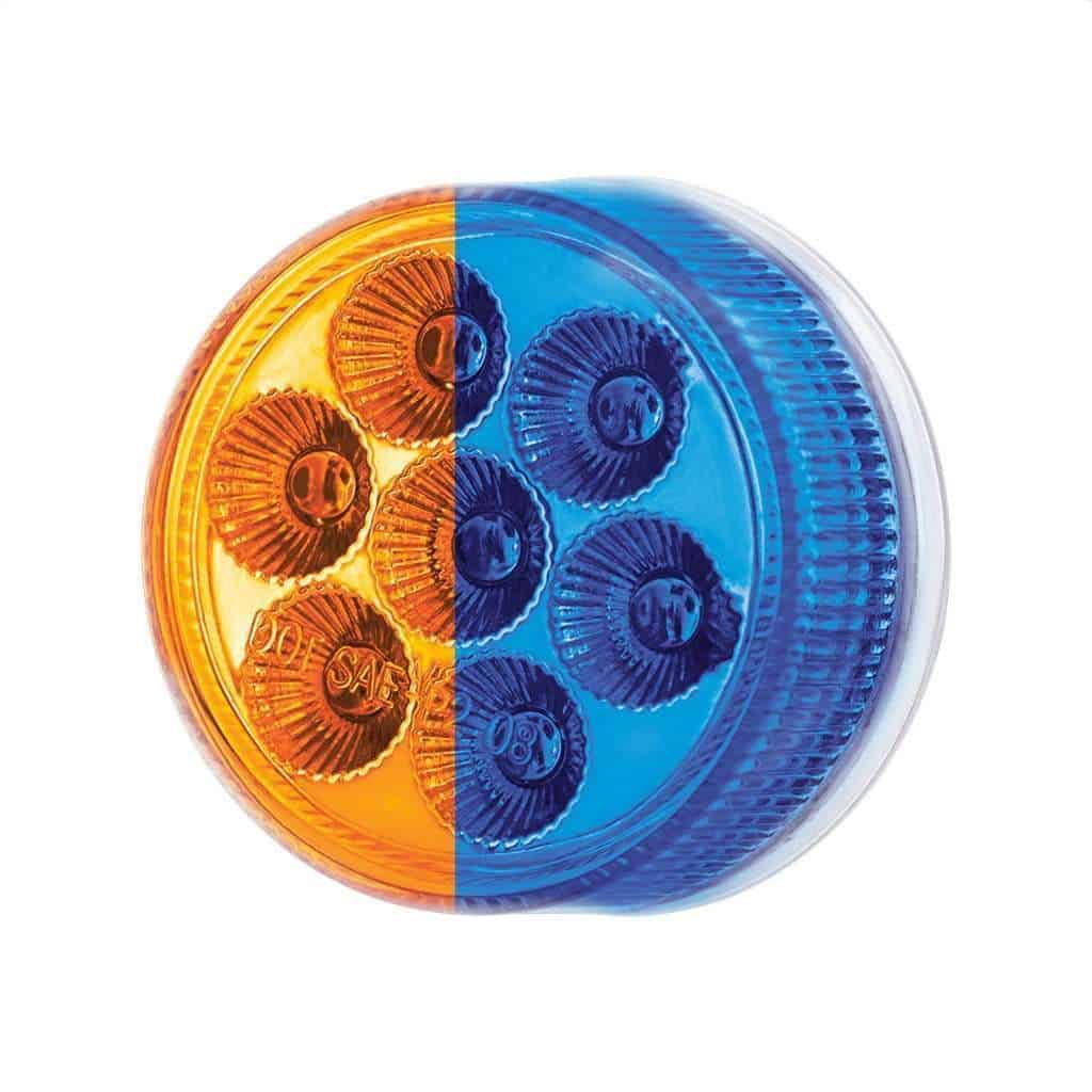 7 Led 2&Quot; Round Double Fury Light (Clearance/Marker) Amber &Amp; Blue Led/Clear Lens 5 7 LED 2" Round Double Fury Light (Clearance/Marker) - Amber & Blue LED/Clear Lens