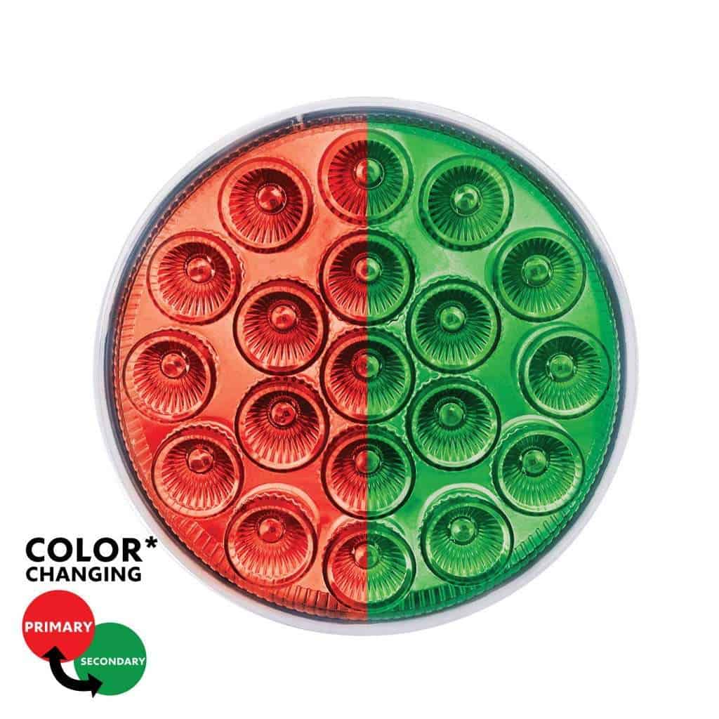 Red & Green LED/Clear Lens 4" Round Double Fury Light